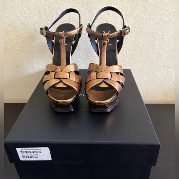 YSL Bronze Tribute Sandals - Picture 4 of 11